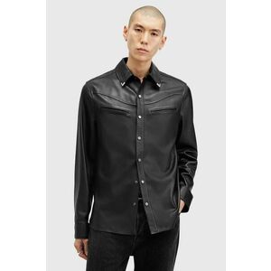 AllSaints cămașă din piele DRAVEN culoarea negru, cu guler clasic, regular, M071SB imagine