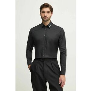 Karl Lagerfeld cămașă bărbați, culoarea negru, cu guler clasic, regular, 551600.605991 imagine