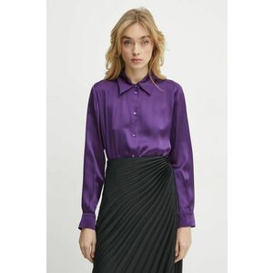 MAX&Co. cămașă de mătase culoarea violet, cu guler clasic, regular, 2516111061200 imagine