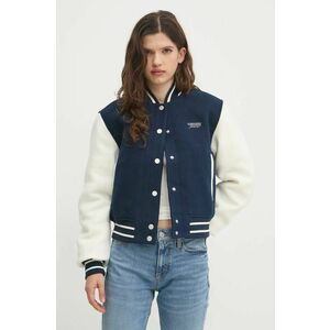 Tommy Jeans jachetă bomber din amestec de lână culoarea bleumarin, de tranziție, DW0DW19320 imagine