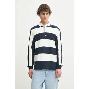 Tommy Jeans longsleeve din bumbac culoarea bleumarin, cu imprimeu, DM0DM20666 imagine