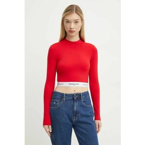 Tommy Jeans longsleeve femei, culoarea roșu, cu turtleneck, DW0DW19510 imagine