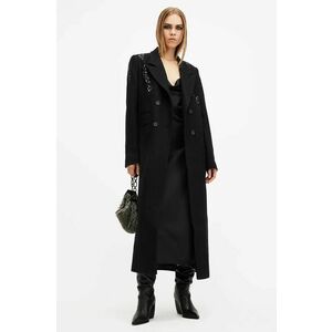 AllSaints palton de lână ELLEN culoarea negru, de tranziție, cu doua randuri de nasturi, W092OB imagine