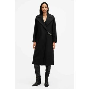 AllSaints palton de lână SIMONE culoarea negru, de tranziție, cu doua randuri de nasturi, W052OB imagine