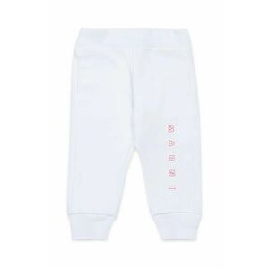 Marni pantaloni de trening din bumbac pentru bebeluși MP192B TROUSERS culoarea alb, cu imprimeu, M01436 imagine