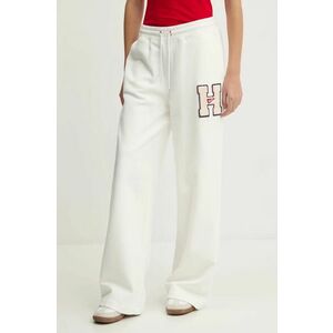 Tommy Jeans pantaloni de trening din bumbac culoarea bej, cu imprimeu, DW0DW20558 imagine