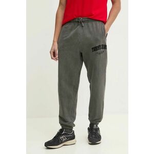 Tommy Jeans pantaloni de trening din bumbac culoarea gri, cu imprimeu, DM0DM20279 imagine