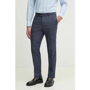 BOSS pantaloni de lână culoarea bleumarin, cu fason chinos, 50535685 imagine