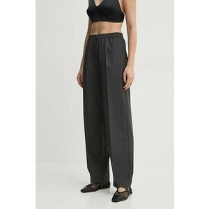 Samsoe Samsoe pantaloni din lână SATOVE culoarea gri, drept, high waist, F24400134 imagine