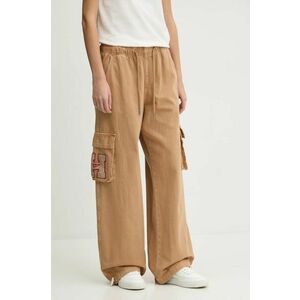 Tommy Jeans pantaloni femei, culoarea maro, fason cargo, medium waist, DW0DW20531 imagine