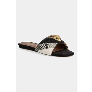 Kurt Geiger London șlapi de piele Kensington Flat Sandal femei, culoarea negru, 8496139189 imagine