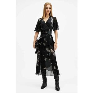 AllSaints rochie Alână culoarea negru, midi, evazați, W135DB imagine