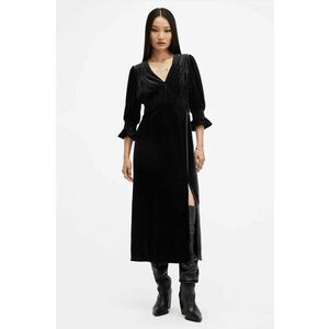 AllSaints rochie ANI VELVET culoarea negru, midi, drept, W143DB imagine