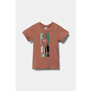 Puma tricou de bumbac pentru copii X PLAYMOBIL culoarea portocaliu, cu imprimeu, 627388 imagine