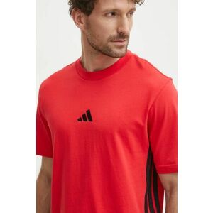 adidas tricou din bumbac Essentials bărbați, culoarea roșu, cu imprimeu, JE6386 imagine