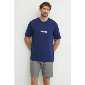 adidas tricou din bumbac Essentials Linear bărbați, culoarea bleumarin, cu imprimeu, JE8999 imagine