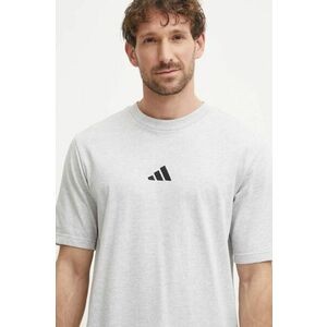 adidas tricou din bumbac Essential bărbați, culoarea gri, melanj, JF1100 imagine