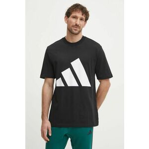 adidas tricou din bumbac Essentials bărbați, culoarea negru, cu imprimeu, JE8945 imagine