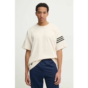 adidas Originals tricou din bumbac Neuclassics bărbați, culoarea bej, cu imprimeu, JC9933 imagine