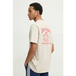 adidas Originals tricou din bumbac Wabash bărbați, culoarea bej, cu imprimeu, JD0667 imagine