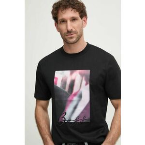 BOSS tricou din bumbac bărbați, culoarea negru, cu imprimeu, 50536460 imagine