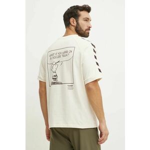 Hummel tricou din bumbac Hummel x Peanuts culoarea bej, cu imprimeu, 226105 imagine