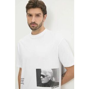 Karl Lagerfeld tricou din bumbac bărbați, culoarea alb, cu imprimeu, 551225.755290 imagine