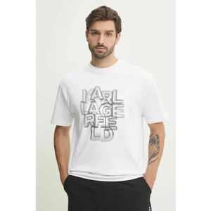 Karl Lagerfeld tricou din bumbac bărbați, culoarea alb, cu imprimeu, 551230.755186 imagine