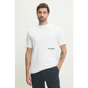 Karl Lagerfeld tricou din bumbac bărbați, culoarea alb, cu imprimeu, 551230.755192 imagine