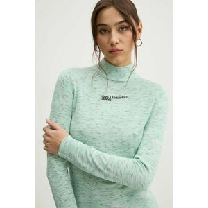 Karl Lagerfeld Jeans pulover femei, culoarea verde, light, cu turtleneck, A1W18025 imagine