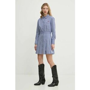 Tommy Jeans rochie din bumbac culoarea bleumarin, mini, evazați, DW0DW20470 imagine