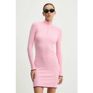 Tommy Jeans rochie culoarea roz, mini, mulată, DW0DW19490 imagine