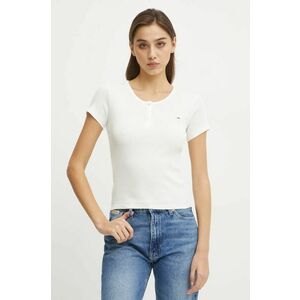 Tommy Jeans tricou din bumbac femei, culoarea alb, DW0DW19502 imagine