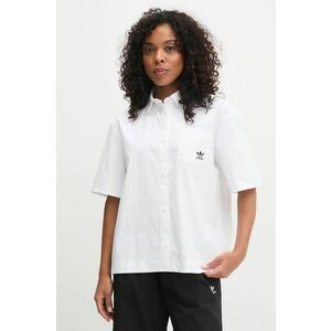 adidas Originals cămașă Essential femei, culoarea alb, cu guler clasic, relaxed, JD1504 imagine