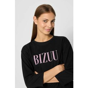 Bizuu cămașă cu maneca lunga din bumbac SARA culoarea negru, bumbac, PIŻAMA GÓRA SARA_CZARNY_AW24 imagine