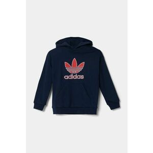 adidas Originals hanorac de bumbac pentru copii culoarea albastru marin, cu glugă, cu imprimeu, JC9128 imagine