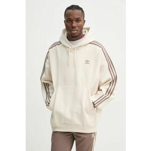 adidas Originals bluza BAGGY HOODIE barbati, culoarea bej, cu glugă, cu imprimeu, JP1073 imagine