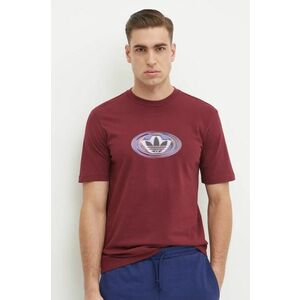 adidas Originals tricou din bumbac barbati, culoarea bordo, cu imprimeu, JM0481 imagine