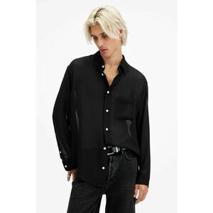 AllSaints cămașă ANDO bărbați, culoarea negru, cu guler clasic, relaxed fit, M037SC imagine