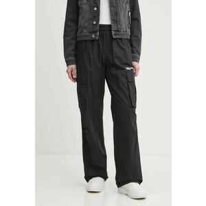 Karl Lagerfeld Jeans pantaloni femei, culoarea negru, drept, high waist, A1W10062 imagine