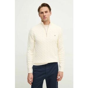 Gant pulover de bumbac culoarea bej, light, cu turtleneck, 8050603 imagine