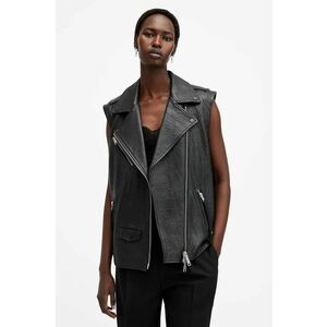 AllSaints vestă din piele BILLIE femei, culoarea negru, de tranziție, W064LB imagine