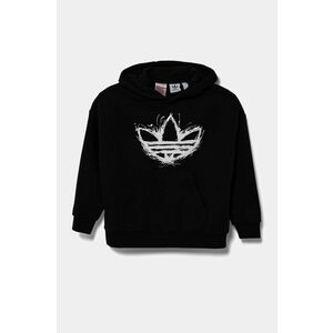 adidas Originals bluză copii culoarea negru, cu glugă, cu imprimeu, JD0365 imagine