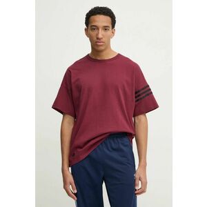 adidas Originals tricou din bumbac Neuclassics bărbați, culoarea bordo, cu imprimeu, JC9934 imagine