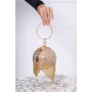 Clutch auriu elegant tip sfera decorat cu strassuri imagine