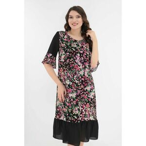 Rochie lejera cu imprimeu floral multicolor si volanas la tiv imagine