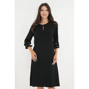 Rochie evazata neagra cu maneci bufante si perlute imagine