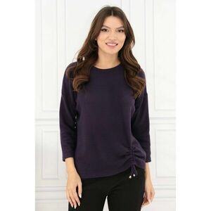 Bluza tricotata violet inchis cu siret lateral imagine