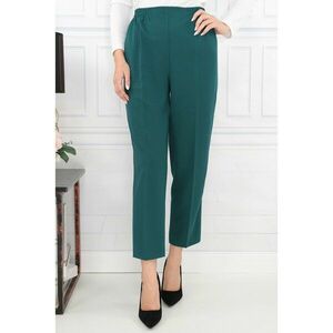 Pantaloni clasici din stofa subtire verde-smarald cu elastic in talie imagine