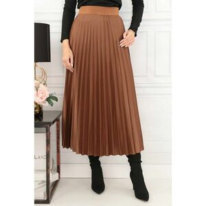 Fusta midi camel plisata imagine